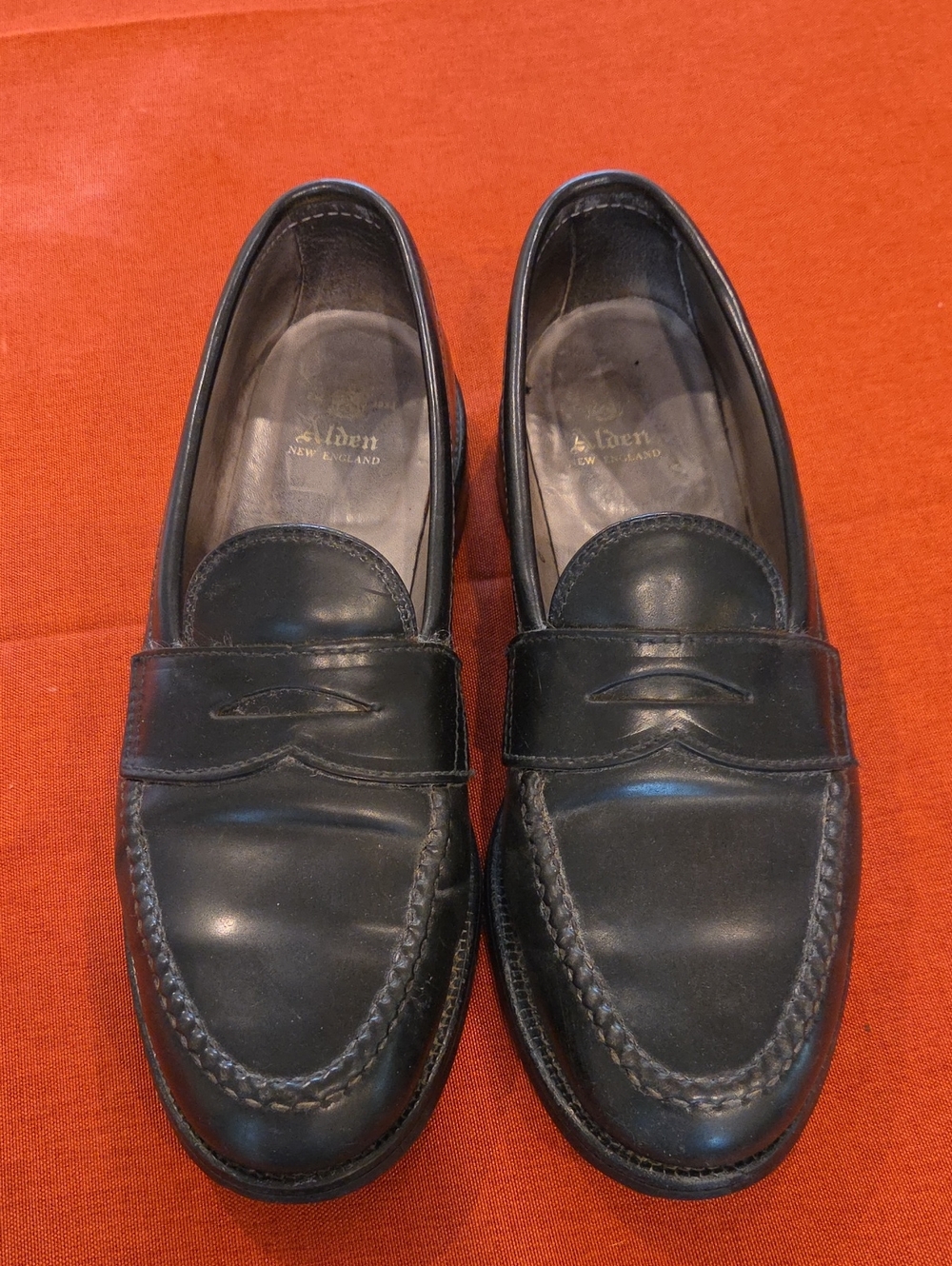 Alden Black Leather Penny Loafers